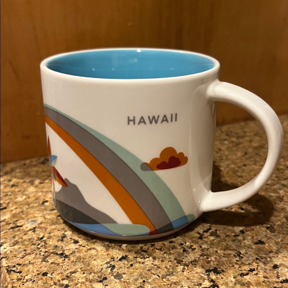 Hawaii Themed Ceramic Mug with Rainbow Design